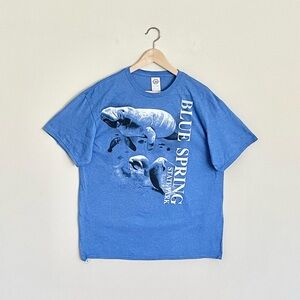 NEW Blue Spring State Park Manatee Graphic Blue T Shirt Adult size Large